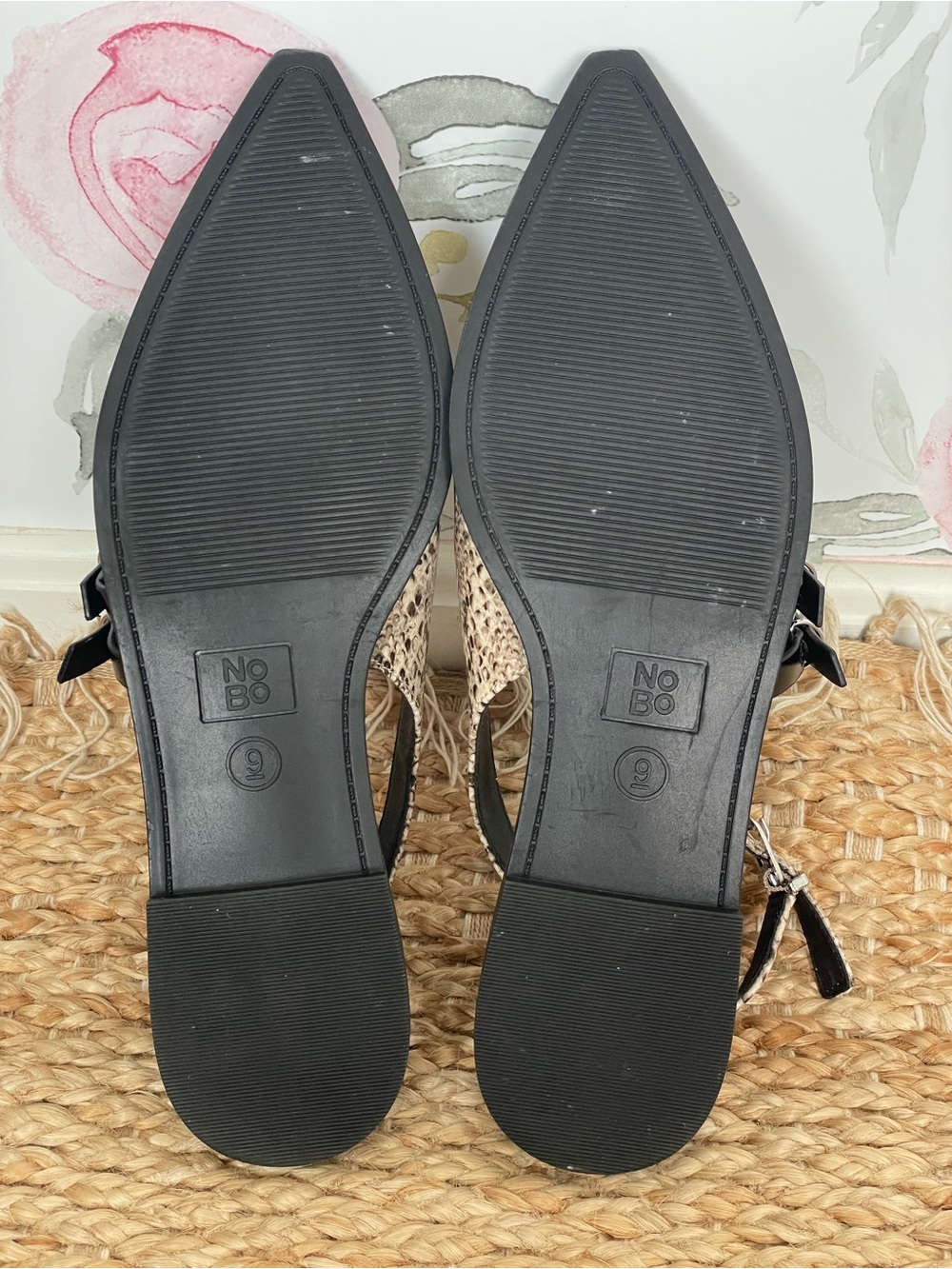 NWOT No Boundaries Black White Snake Print Pointed Mules 9 Animal Print Toe Fall - Picture 5 of 8